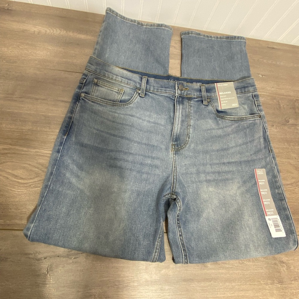 Falls Creek Blue Denim Jeans Size 38/32 Relaxed Stretch - Picture 5 of 6